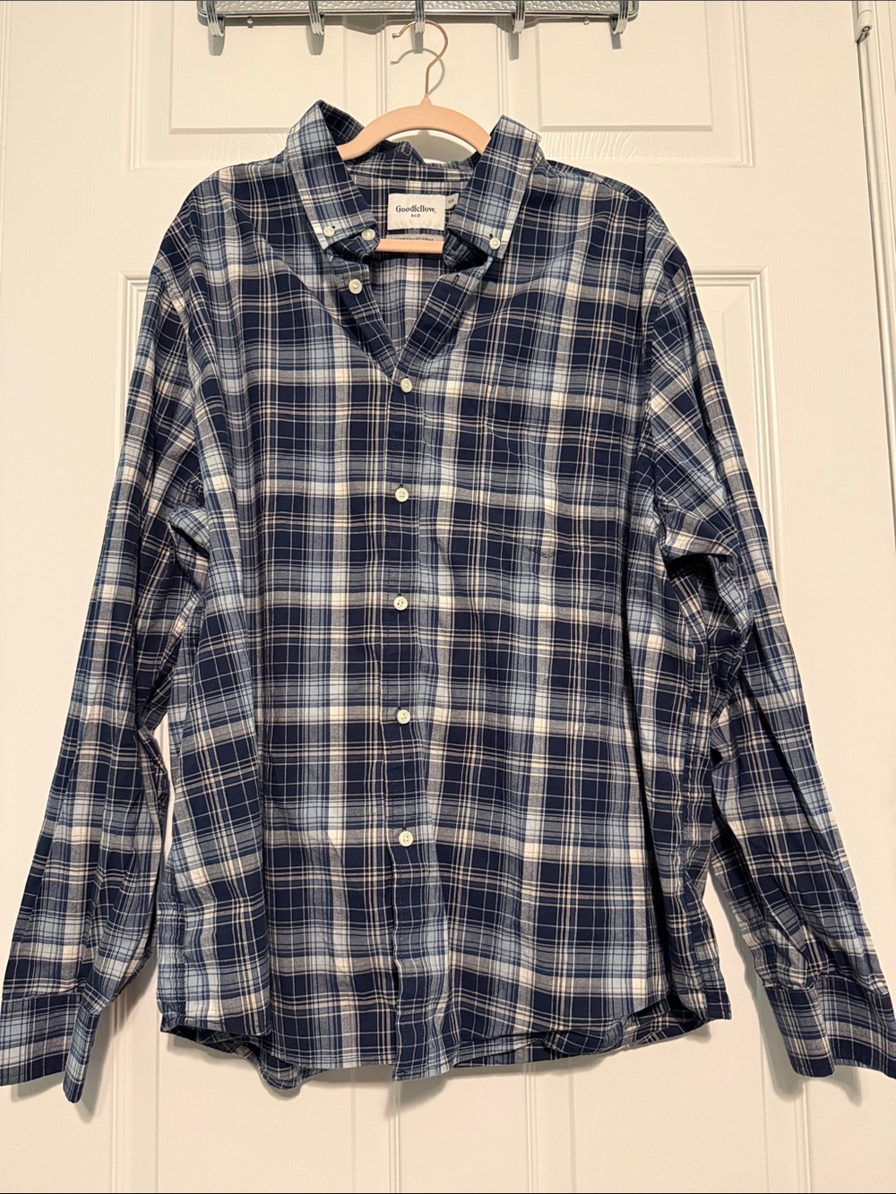 Goodfellow & Co Blue and White Plaid Button-Down Shirt